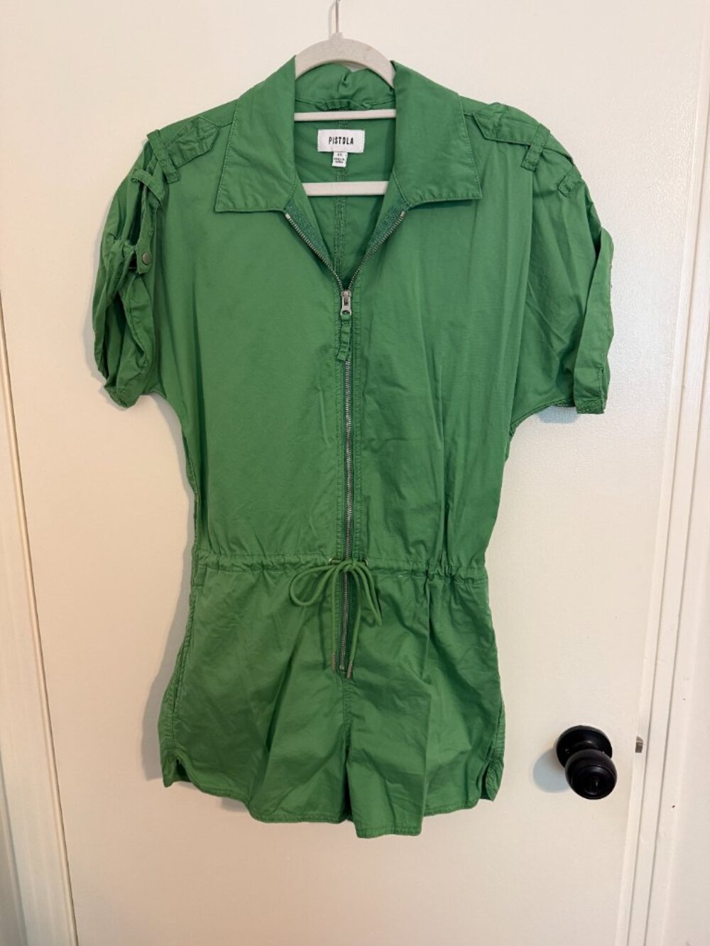 Pistola Meg Shorts Romper Zip Front With Stretch Green XS - Picture 6 of 9